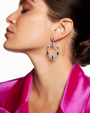 Circle Earrings with Blue Stones - Image 2